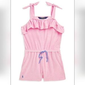 NWT Polo Ralph Lauren Pink Terry Cover Up Romper Girl's L